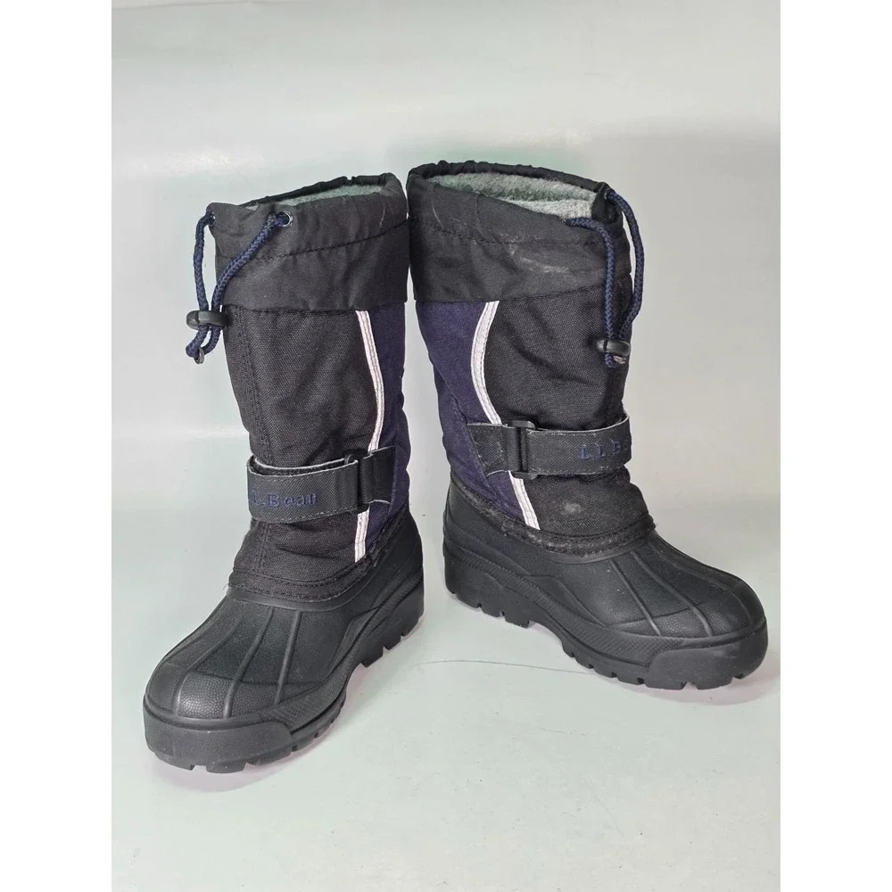 LL‎ Bean Northwoods Kids Winter Snow Boots Size 12 Navy Blue Black Boys Shoes